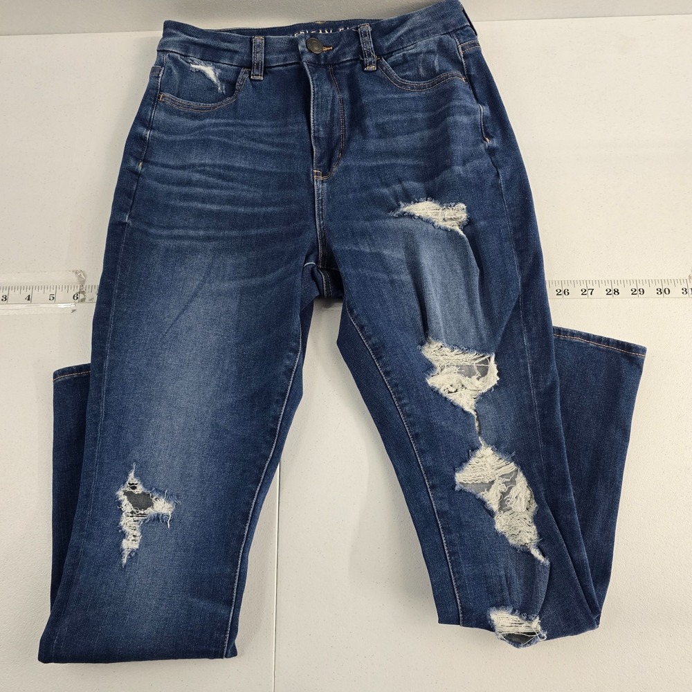 American Eagle curvy hi-rise‎ jegging jeans distressed size 6 regular blue 7102